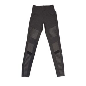 Alo Yoga Moto Leggings Womens Small Black High Waist Elastic Stretch Panel Pants